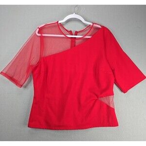 NWOT Anthropologie Sunday In Brooklyn Red Sheer accent Top Womens XL